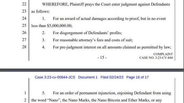Coinbase hit with proposed trademark lawsuit over Nano derivative products