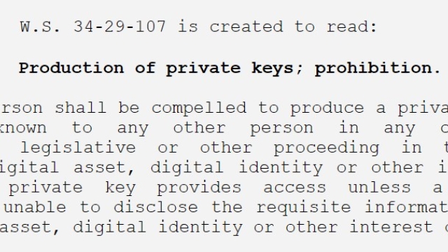Wyoming lawmakers pass bill to prevent forced disclosure of private keys
