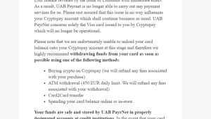 Cryptopay EU card provider loses license, company says card funds are safe