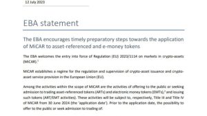 European Banking Authority calls for early adoption of stablecoin standards