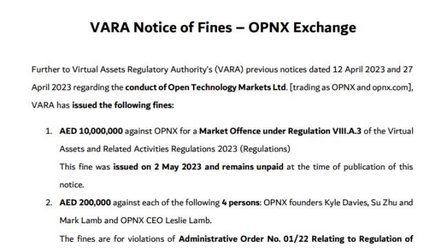 3AC founders fined by Dubai regulator over OPNX exchange