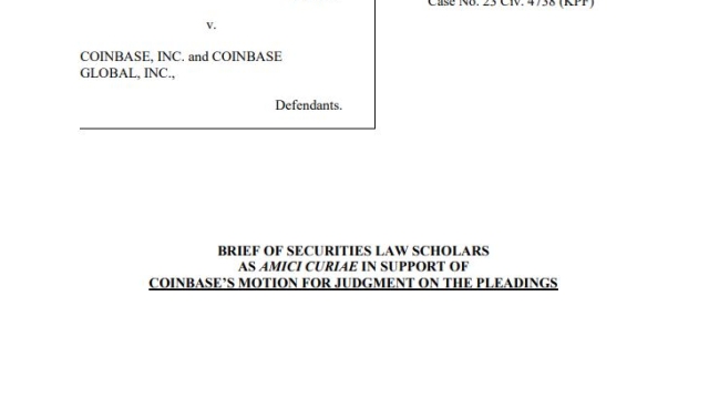 Legal scholars file amicus brief in support of Coinbase