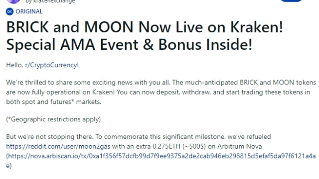 Reddit community tokens soar on Kraken listing