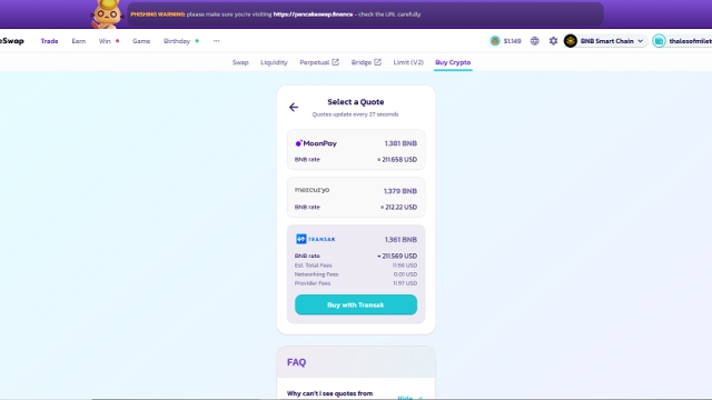 PancakeSwap integrates Transak for fiat onboarding on multiple chains