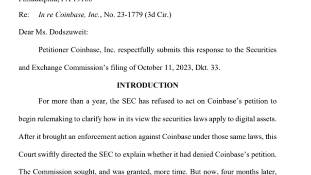 Coinbase continues push to compel SEC to act on crypto rulemaking petition