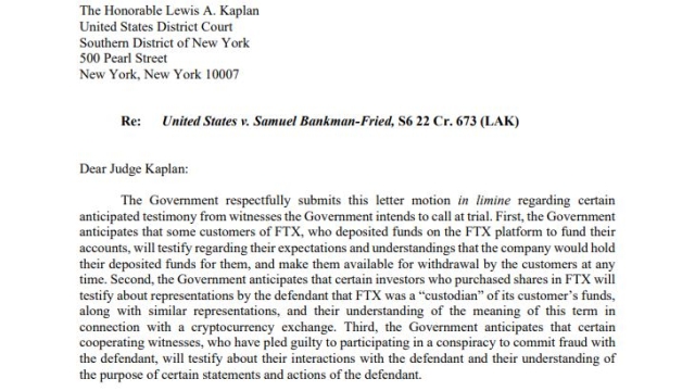 DOJ readies witnesses in Bankman-Fried trial, highlights FTX asset management