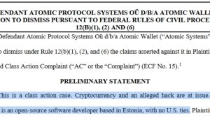 Atomic Wallet asks to toss suit over $100M hack, saying it has ‘no US ties’