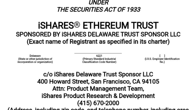 BlackRock files S-1 form for spot Ether ETF with SEC