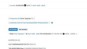 Elon Musk AI project-inspired memecoin ‘Grok’ falls 74% on creator scam claim