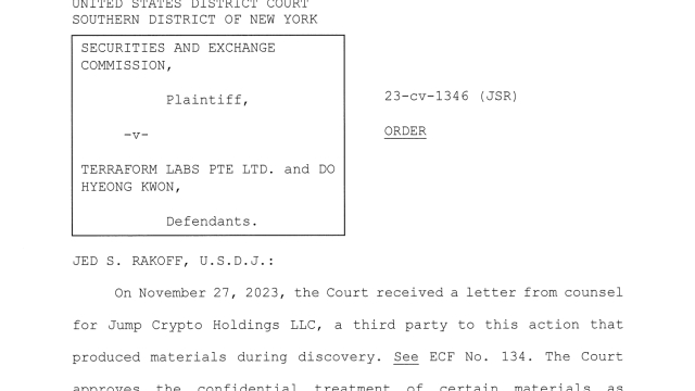 Jump Crypto filed docs confidentially in SEC v. Terraform Labs case